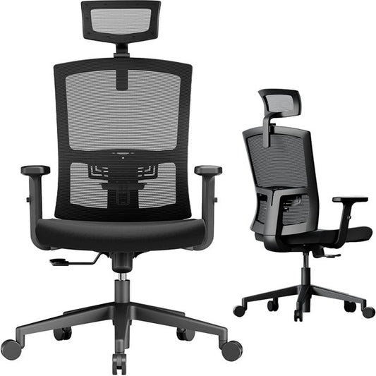 Ergonomic Office Chair High Back Mesh Computer Chair with Lumbar Support, Adjustable Armrest, Backrest and Headrest, Black - Walmart.com