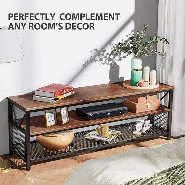 Myfurnideal TV Stand for 60" TV 3-Tier Entertainment Center with Storage for Living Room, Cherry - Walmart.com
