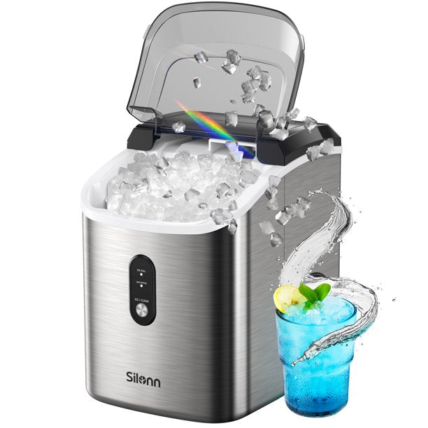 Nugget Ice Makers Portable Countertop, 33lbs/24H, Self-Cleaning, w/Scoop & Basket for Home, Kitchen, Office, Bar, Party, Silver - Walmart.com