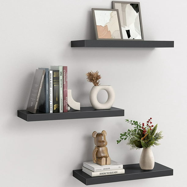 Myfurnideal 3 Packs Floating Shelves with Invisible Brackets Wall Mounted Shelves for Bedroom, Bathroom, Living Room, Kitchen - Walmart.com