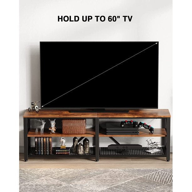 Myfurnideal TV Stand for 60" TV 3-Tier Media Console Table with Storage for Living Room, Rustic Brown - Walmart.com