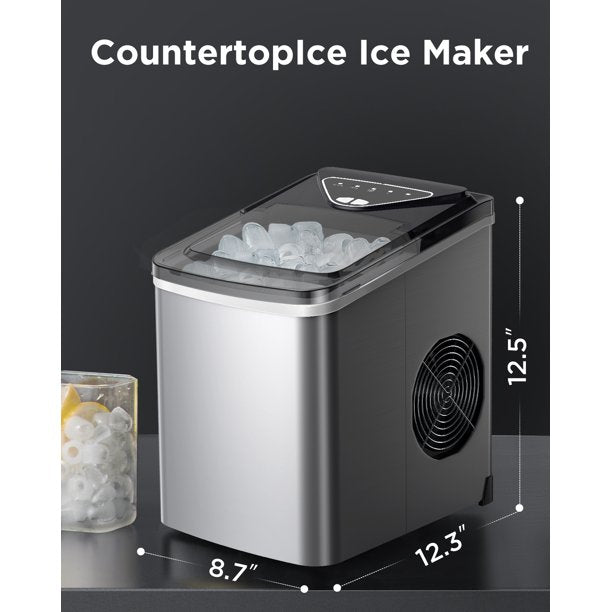 Ice Makers Portable Countertop, 26lbs/24h, 9pcs/6min, w/ 2 Sizes Bullet-Shaped Ice, Self-Cleaning, w/Scoop & Basket for Home, Kitchen, Office, Bar - Walmart.com
