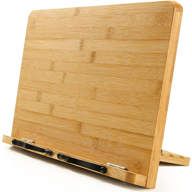 Myfurnideal Bamboo Book Stand Foldable Reading Book Holder Cookbook Book Holder with 5 Adjustable Height for Textbook, Receipe, Music Books, Tablet, Ipad - Walmart.com