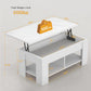 39.4" Lift Top Coffee Table with Storage Compartment and Shelves for Living Room, White - Walmart.com