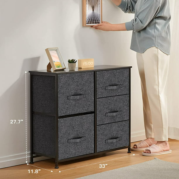 5 Drawer Dresser Fabric Storage Tower with Wood Top Organizer Unit for Closet, Hallway, Entryway, Nursery Room, Bedroom, Living Room - Walmart.com