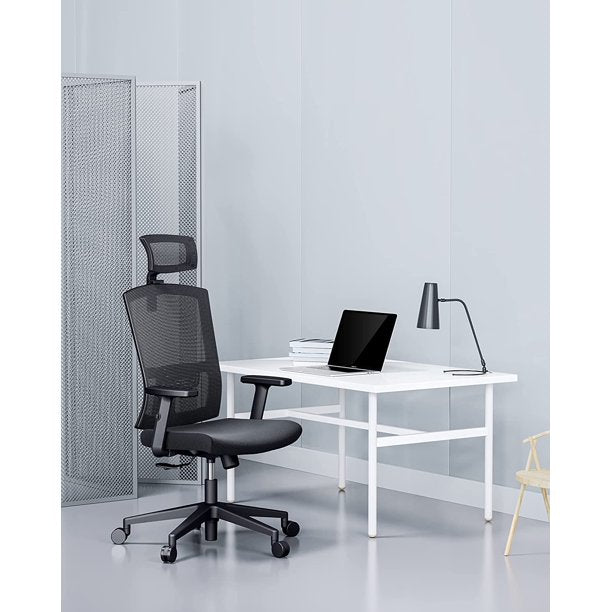 Ergonomic Office Chair High Back Mesh Computer Chair with Lumbar Support, Adjustable Armrest, Backrest and Headrest, Black - Walmart.com
