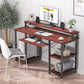 47" Computer Desk with Monitor Stand, Storage Shelves and Keyboard Tray Studying Writing Table for Home Office, Cherry - Walmart.com